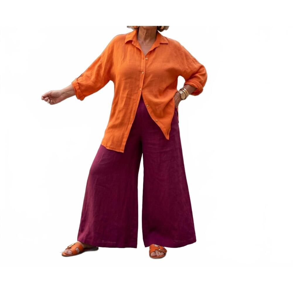 NEW GIGI MODA wide leg linen pants in magenta